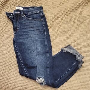 KanCan Dark Blue Distressed Ankle Jeans